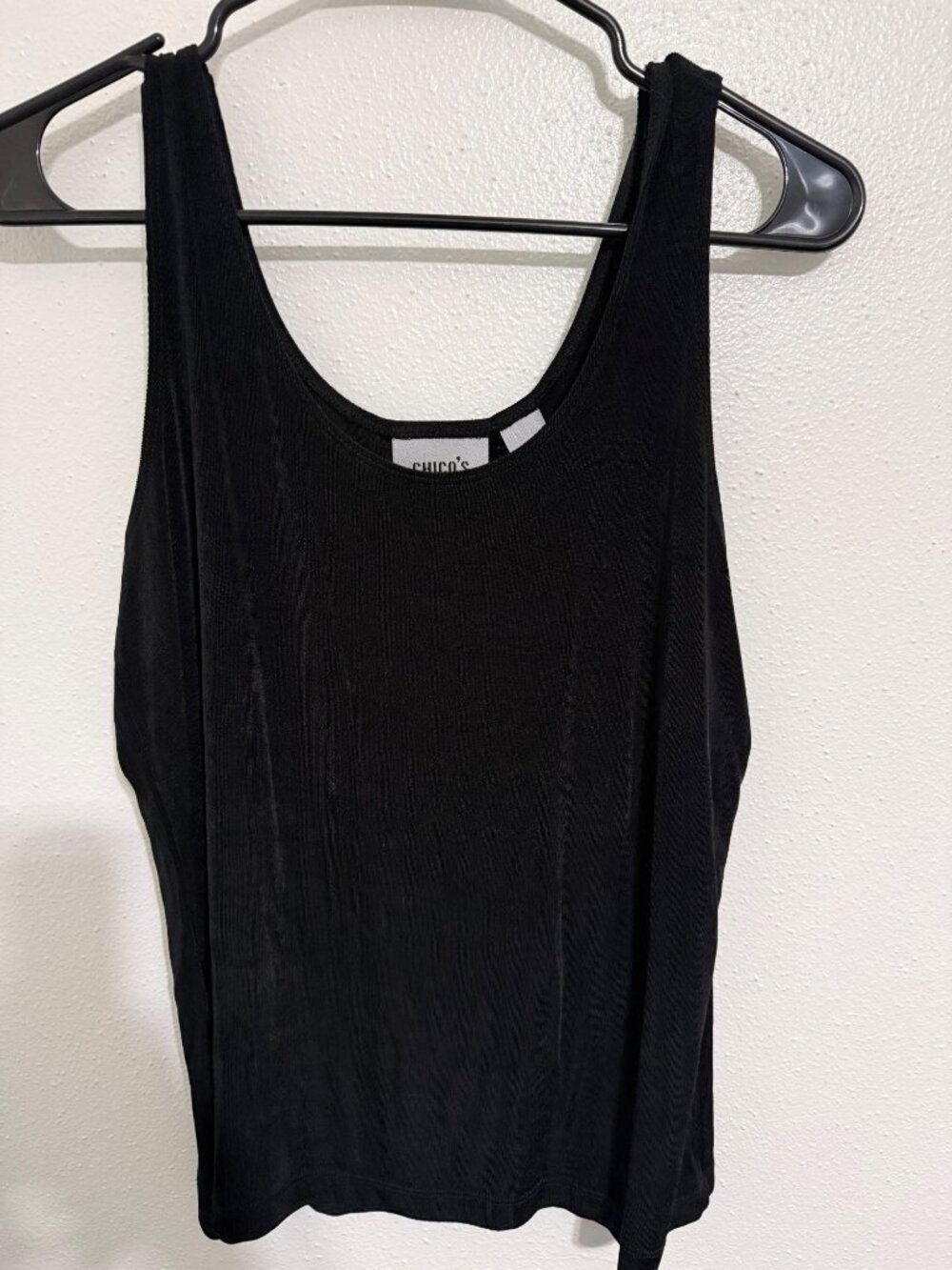 Chico's Travelers Tank Top Black Slinky Knit Womans 2/L